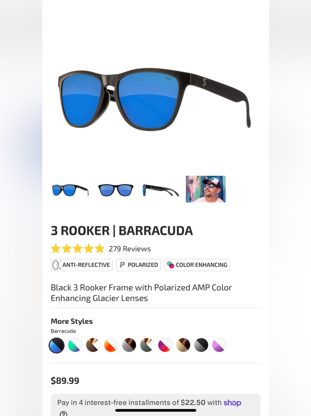 Polarized Mirrored Sunglasses - Blue Lens, Black Frame FUSE sunglasses